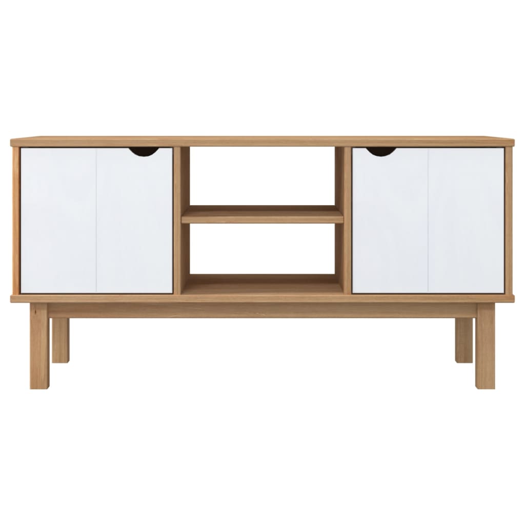 Tv-meubel 113,5x43x57 cm massief grenenhout bruin en wit