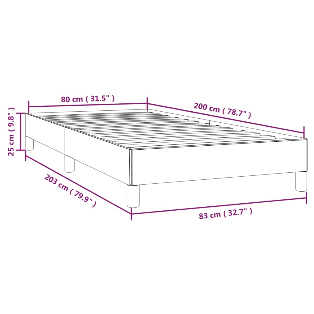 Bedframe stof zwart 80x200 cm