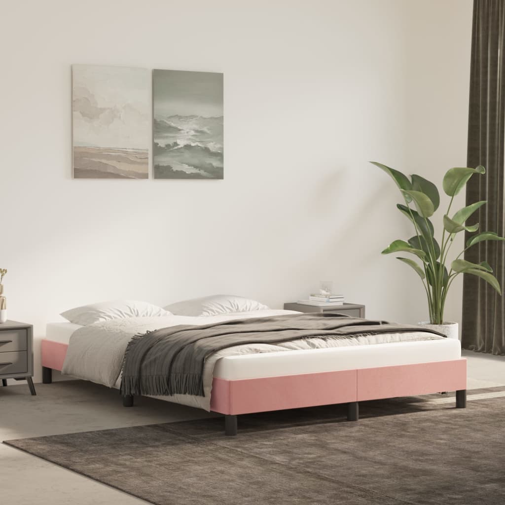 Bedframe fluweel roze 140x200 cm