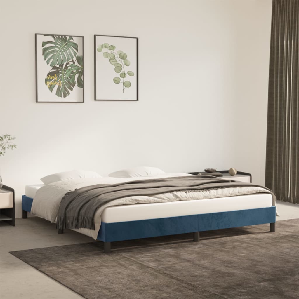 Bedframe fluweel donkerblauw 160x200 cm