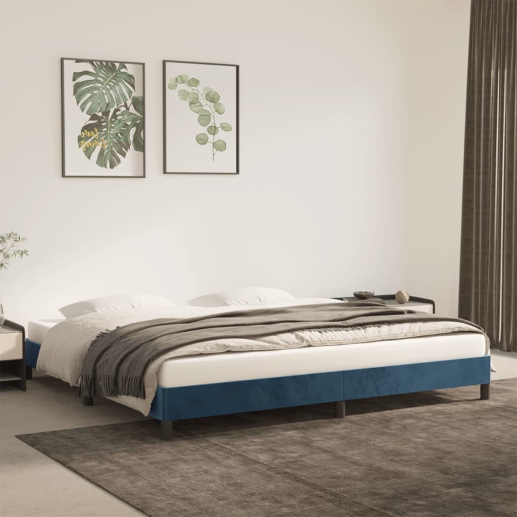 Bedframe fluweel donkerblauw 200x200 cm