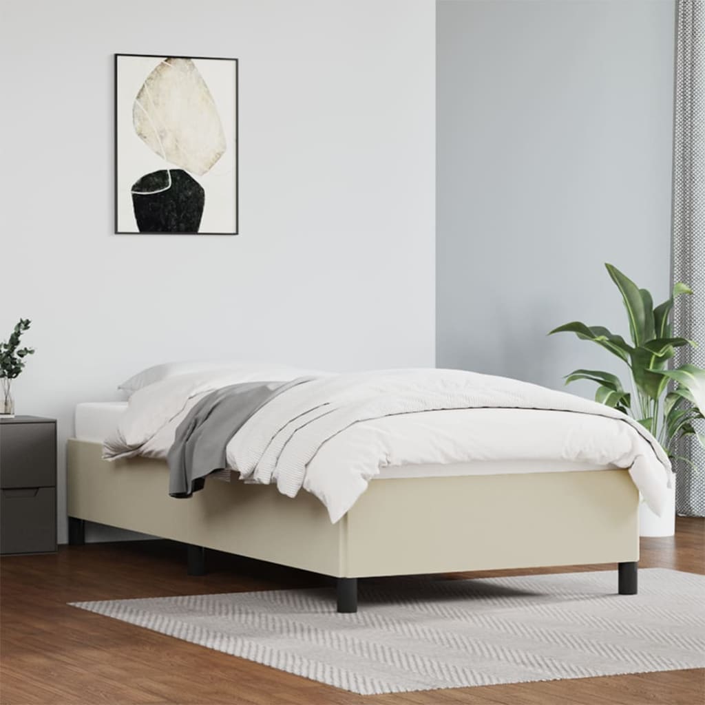 Bedframe kunstleer crèmekleurig 90x190 cm