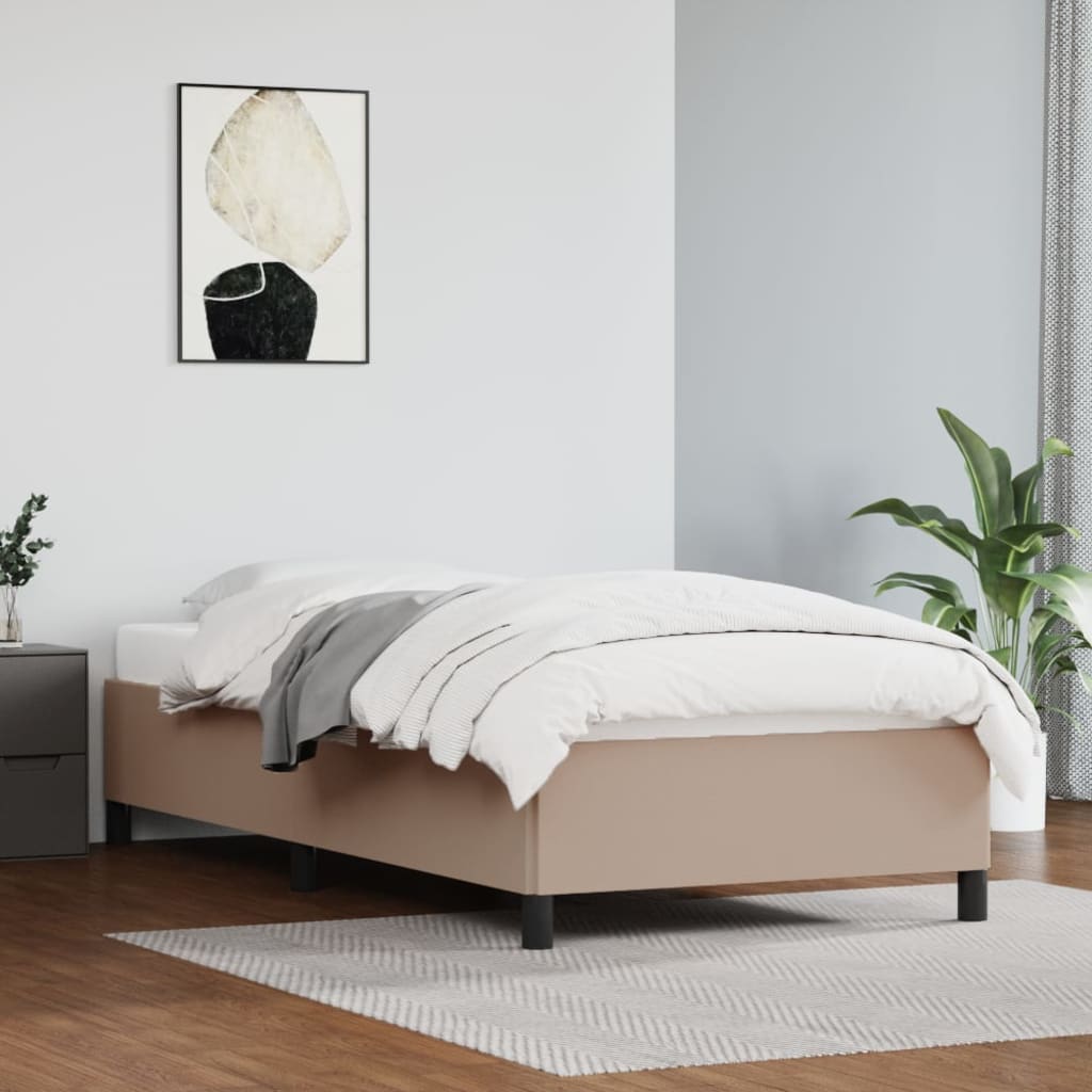 Bedframe kunstleer cappuccinokleurig 90x190 cm