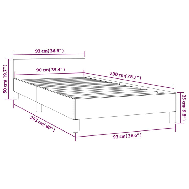 Bedframe met hoofdeinde stof lichtgrijs 90x200 cm