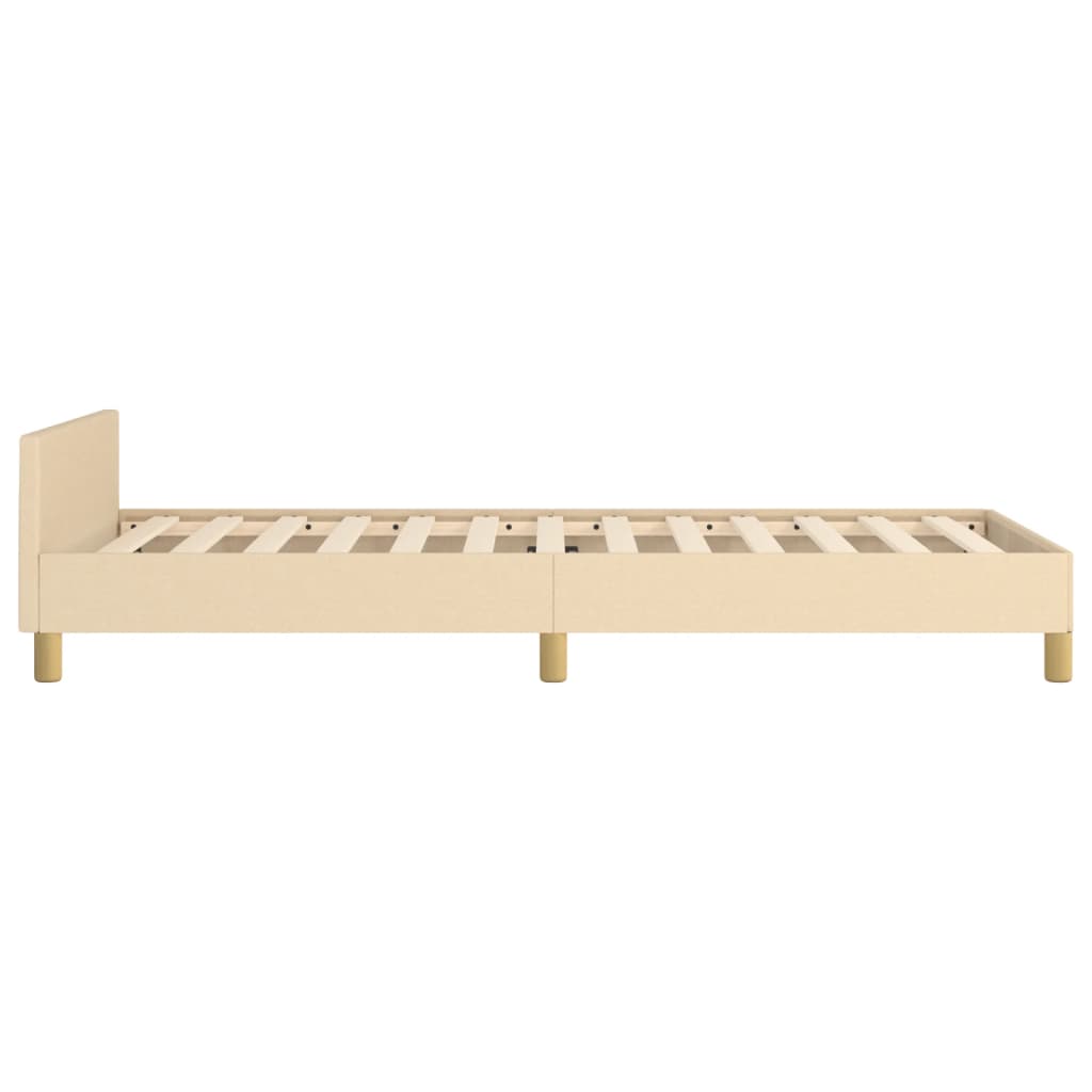 Bedframe met hoofdeinde stof crèmekleurig 90x200 cm