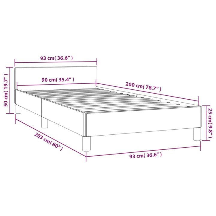 Bedframe met hoofdeinde stof crèmekleurig 90x200 cm