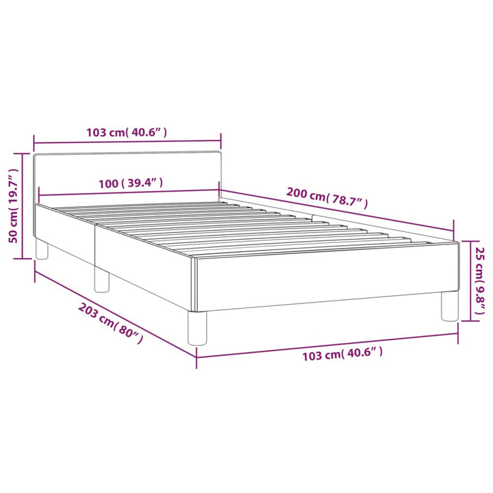 Bedframe met hoofdeinde stof donkergrijs 100x200 cm