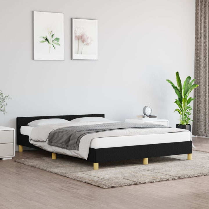 Bedframe met hoofdeinde stof zwart 140x200 cm