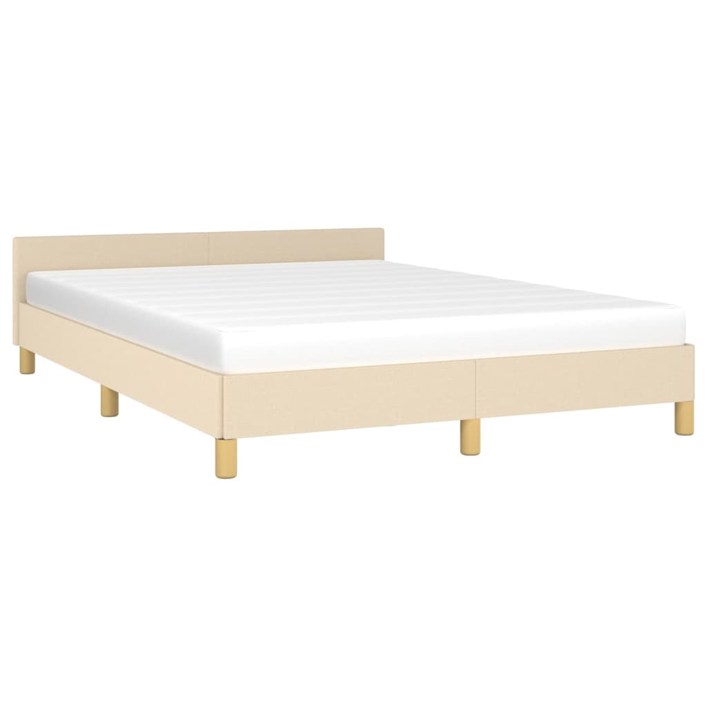 Bedframe met hoofdeinde stof crèmekleurig 140x200 cm