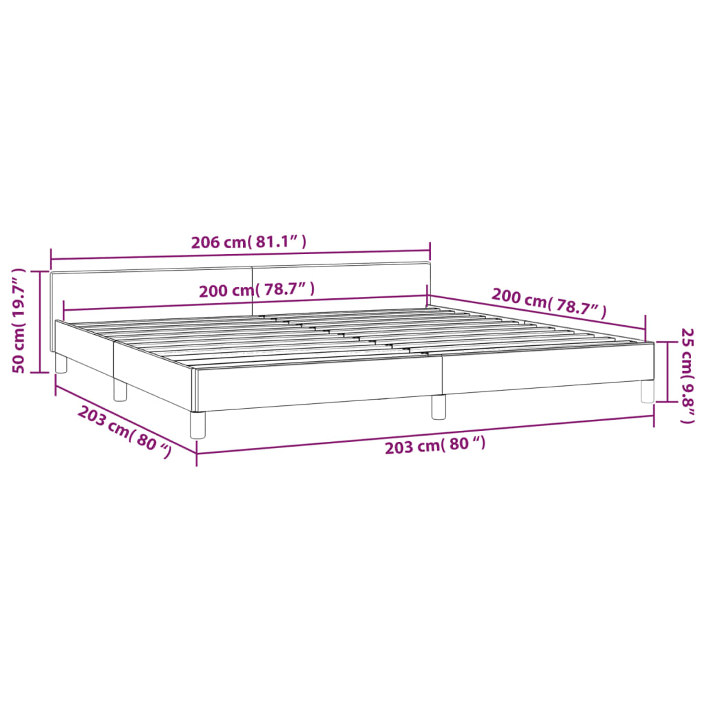 Bedframe met hoofdeinde stof donkergrijs 200x200 cm