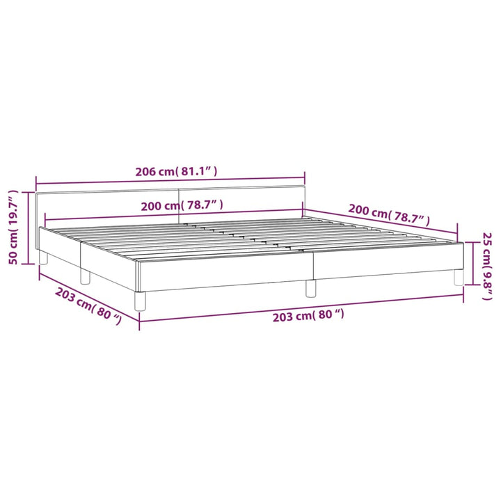 Bedframe met hoofdeinde stof zwart 200x200 cm