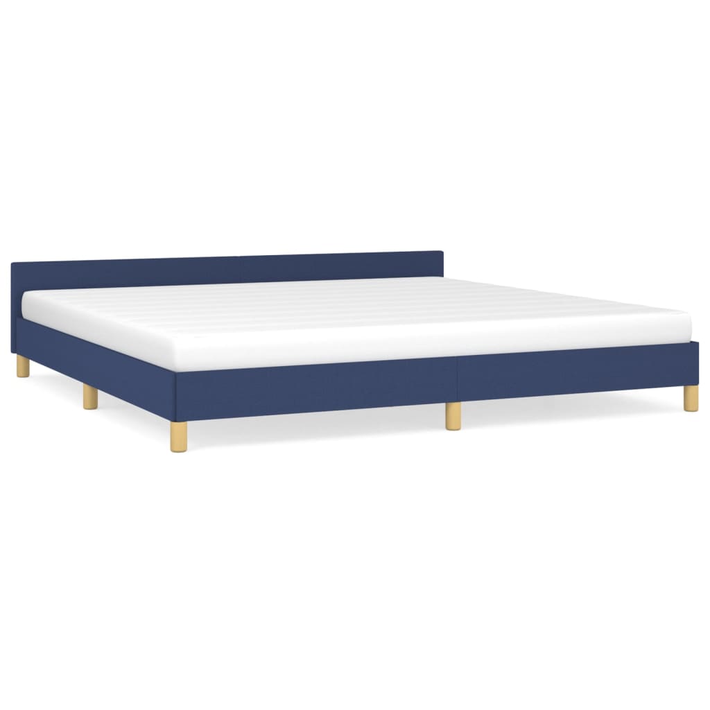 Bedframe met hoofdeinde stof blauw 200x200 cm