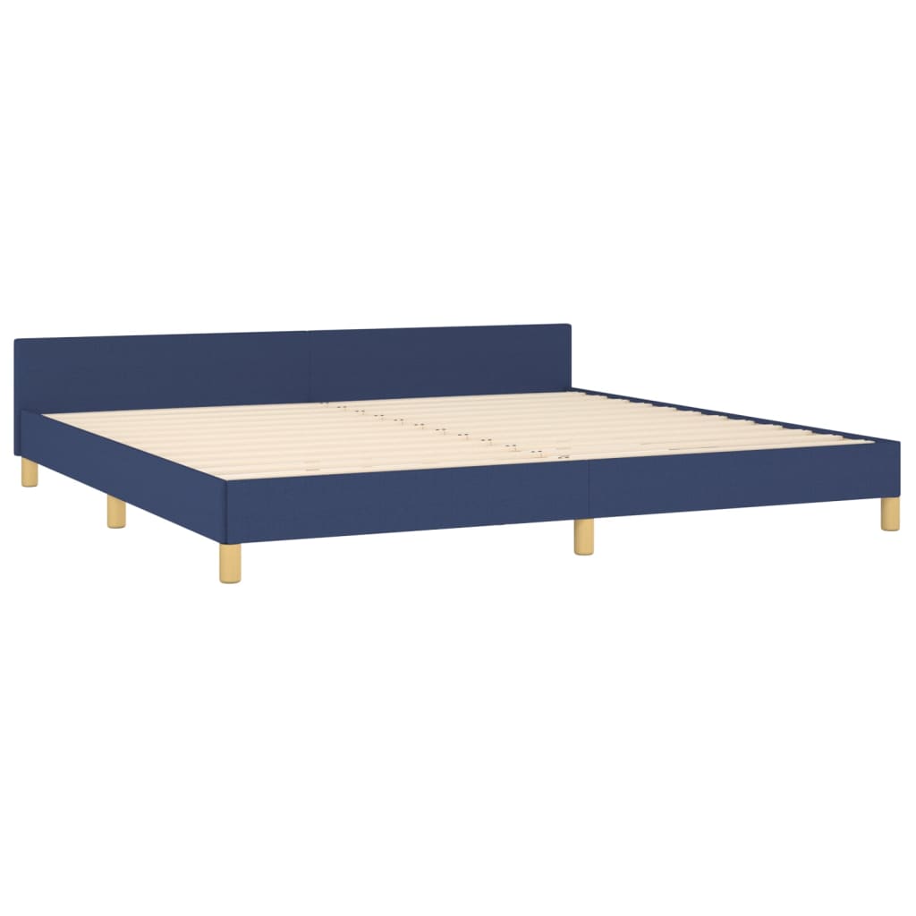 Bedframe met hoofdeinde stof blauw 200x200 cm