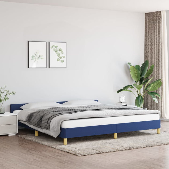 Bedframe met hoofdeinde stof blauw 200x200 cm