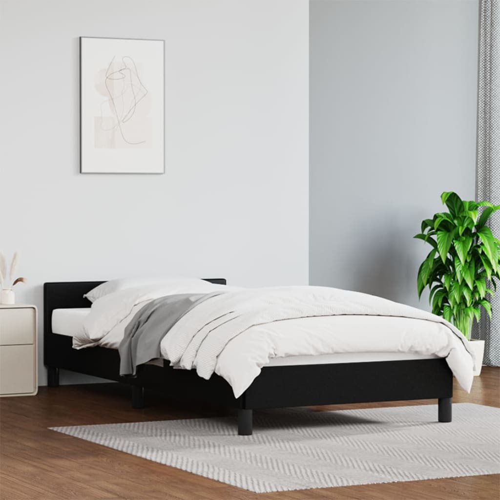 Bedframe met hoofdbord kunstleer zwart 80x200 cm