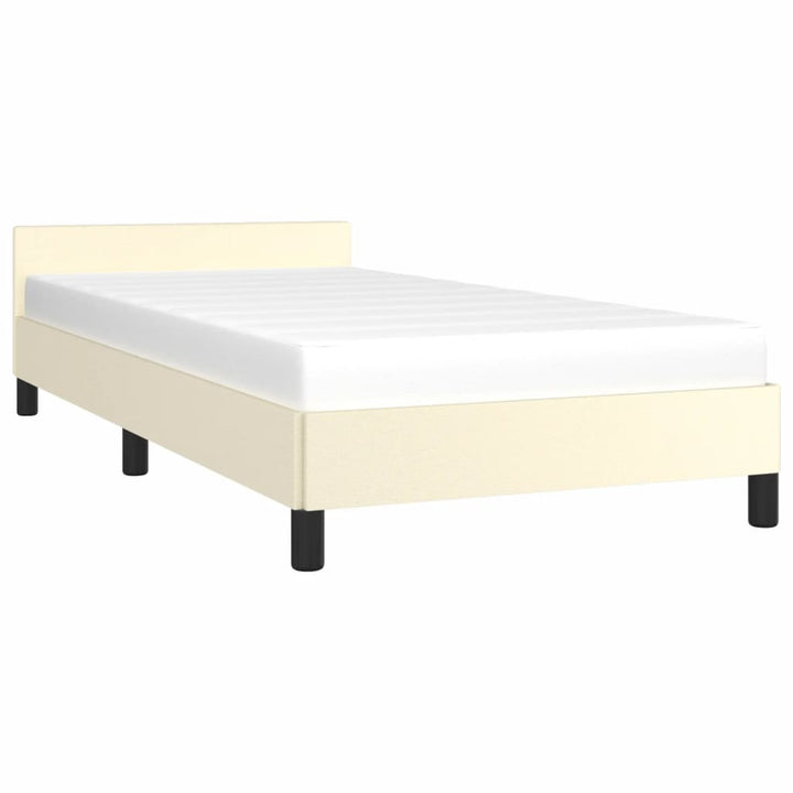 Bedframe met hoofdbord kunstleer crèmekleurig 80x200 cm