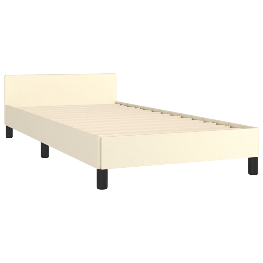 Bedframe met hoofdbord kunstleer crèmekleurig 80x200 cm