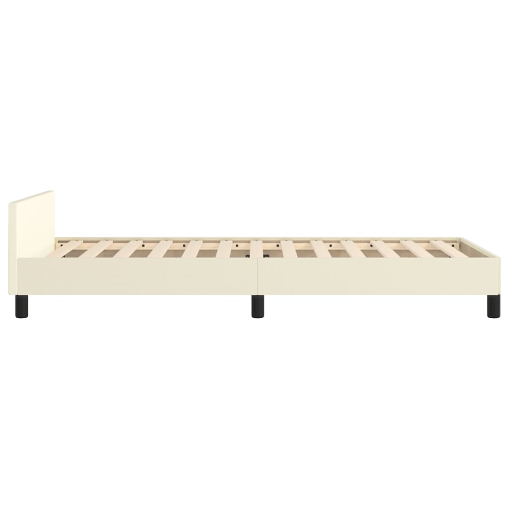 Bedframe met hoofdbord kunstleer crèmekleurig 80x200 cm