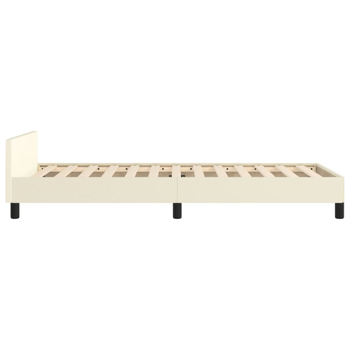 Bedframe met hoofdbord kunstleer crèmekleurig 80x200 cm