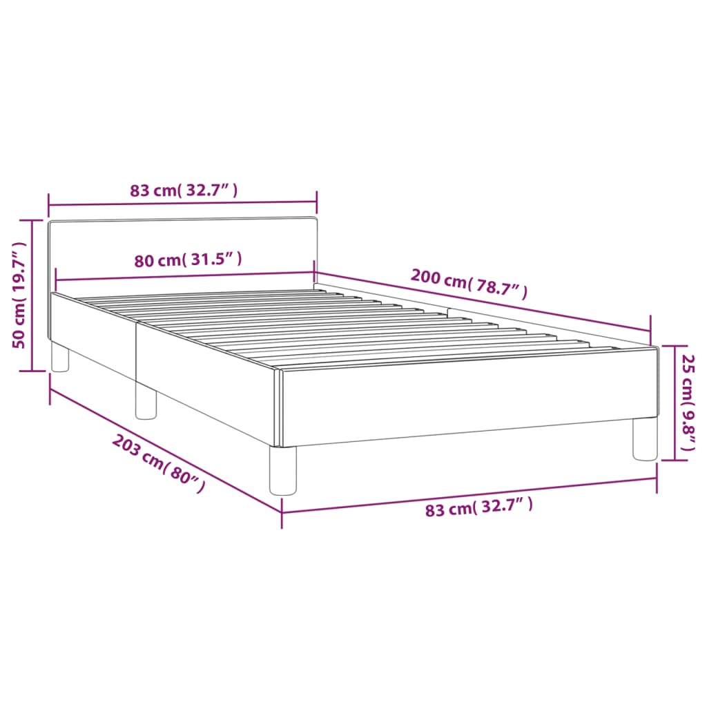 Bedframe met hoofdbord kunstleer crèmekleurig 80x200 cm