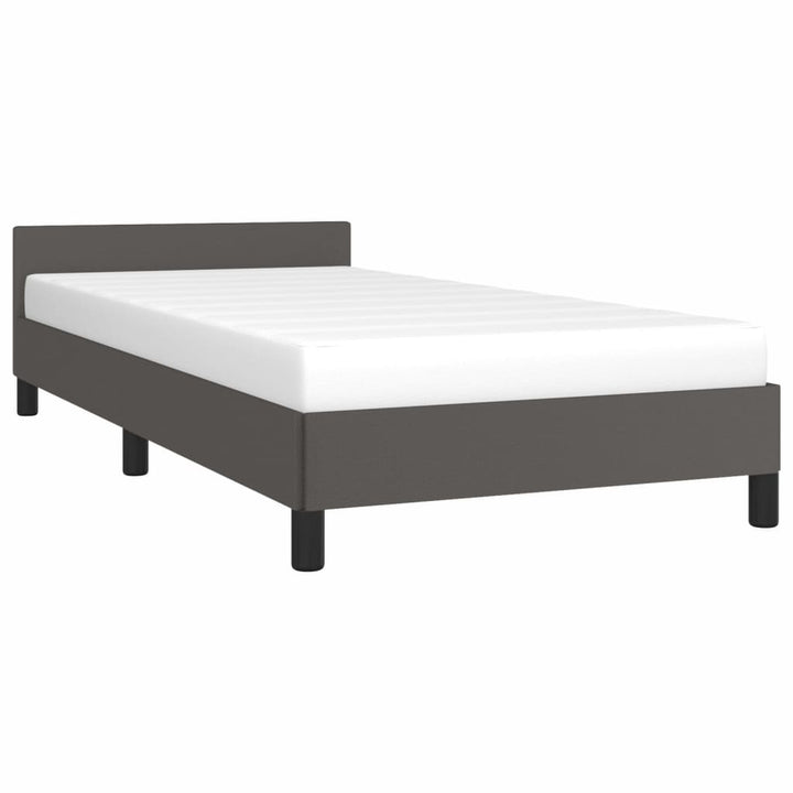 Bedframe met hoofdbord kunstleer grijs 80x200 cm