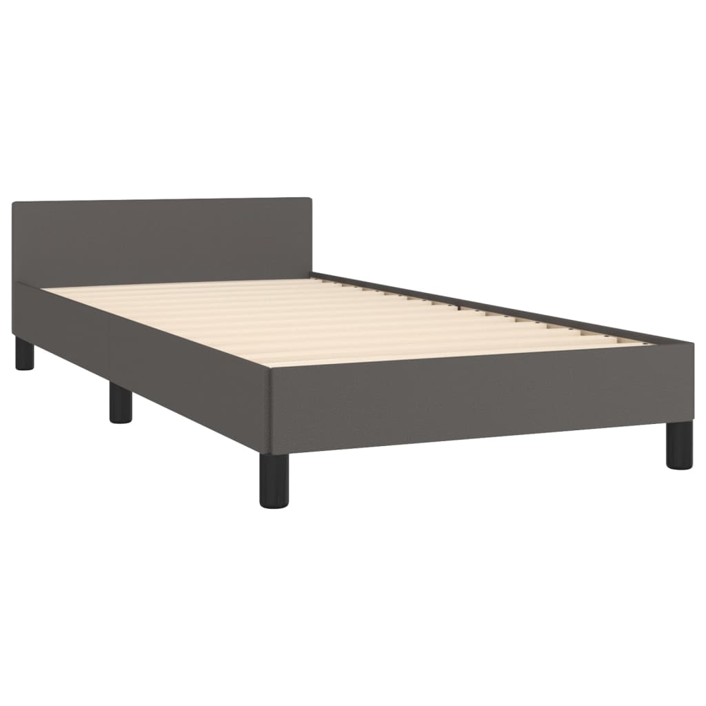 Bedframe met hoofdbord kunstleer grijs 80x200 cm