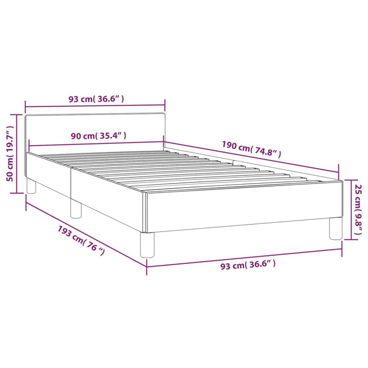 Bedframe met hoofdbord kunstleer zwart 90x190 cm