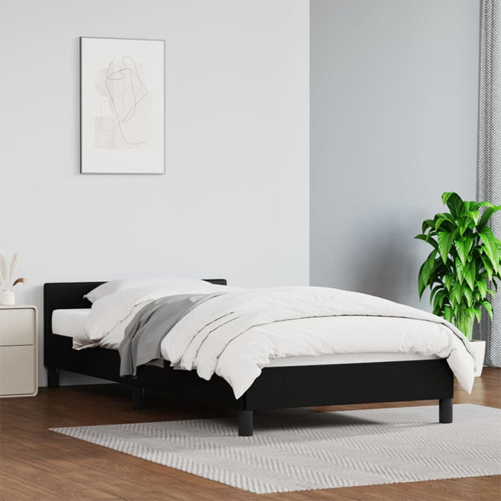 Bedframe met hoofdbord kunstleer zwart 90x190 cm