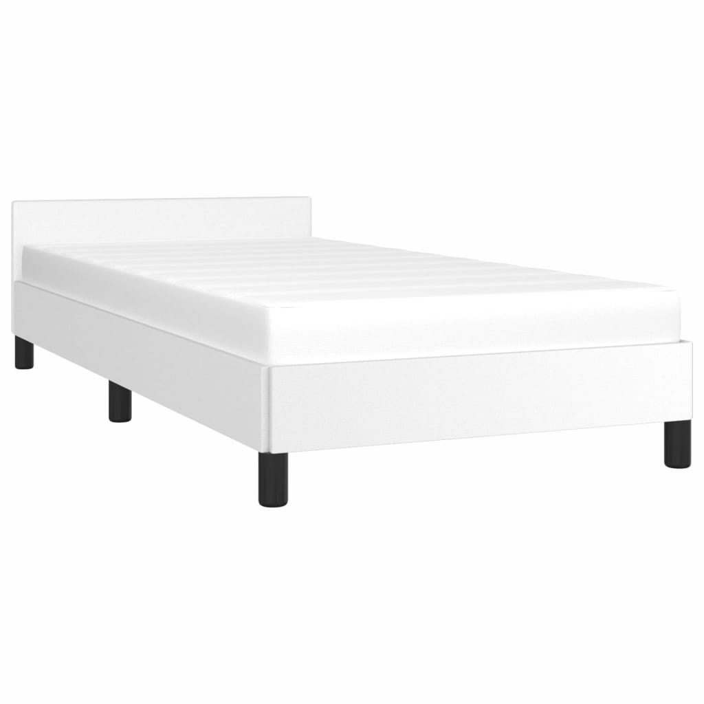 Bedframe met hoofdbord kunstleer wit 90x190 cm