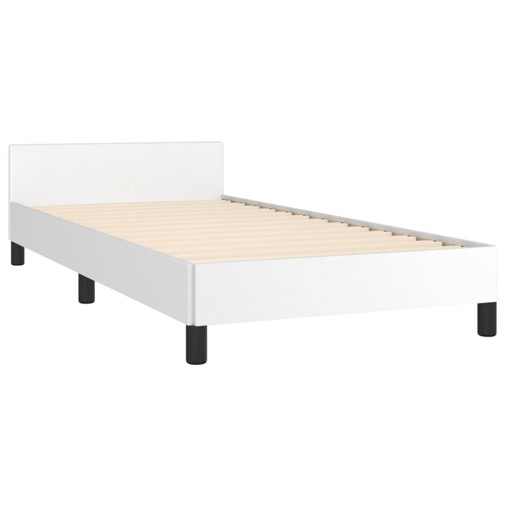 Bedframe met hoofdbord kunstleer wit 90x190 cm