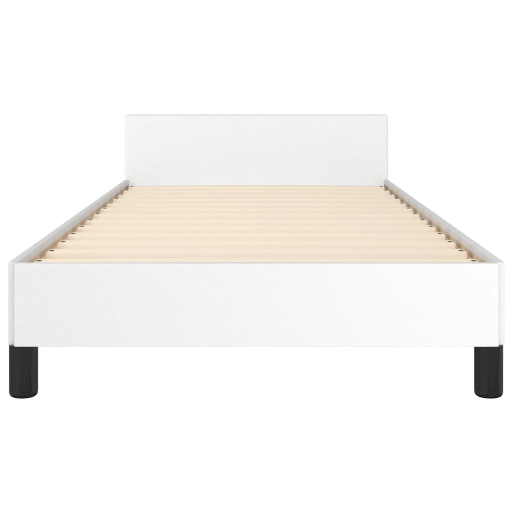 Bedframe met hoofdbord kunstleer wit 90x190 cm