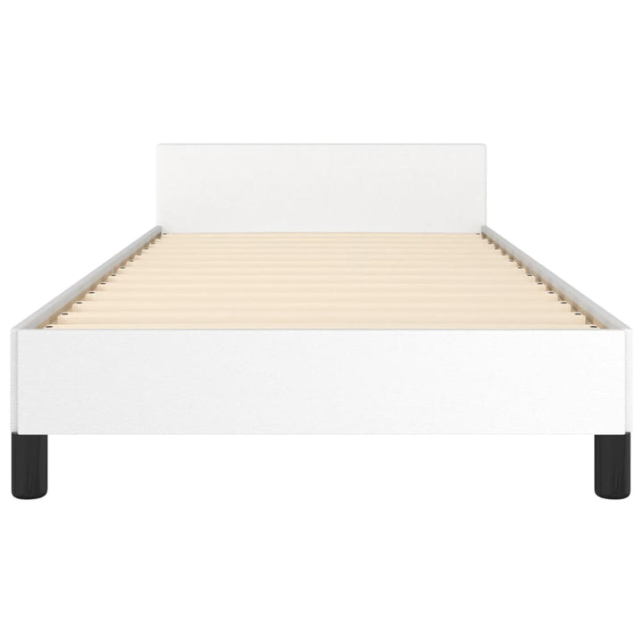 Bedframe met hoofdbord kunstleer wit 90x190 cm