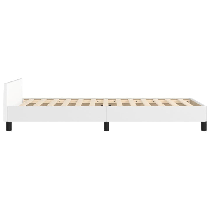 Bedframe met hoofdbord kunstleer wit 90x190 cm