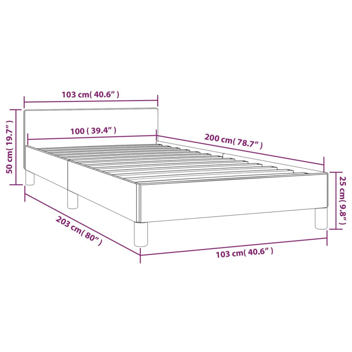 Bedframe met hoofdbord kunstleer crèmekleurig 100x200 cm