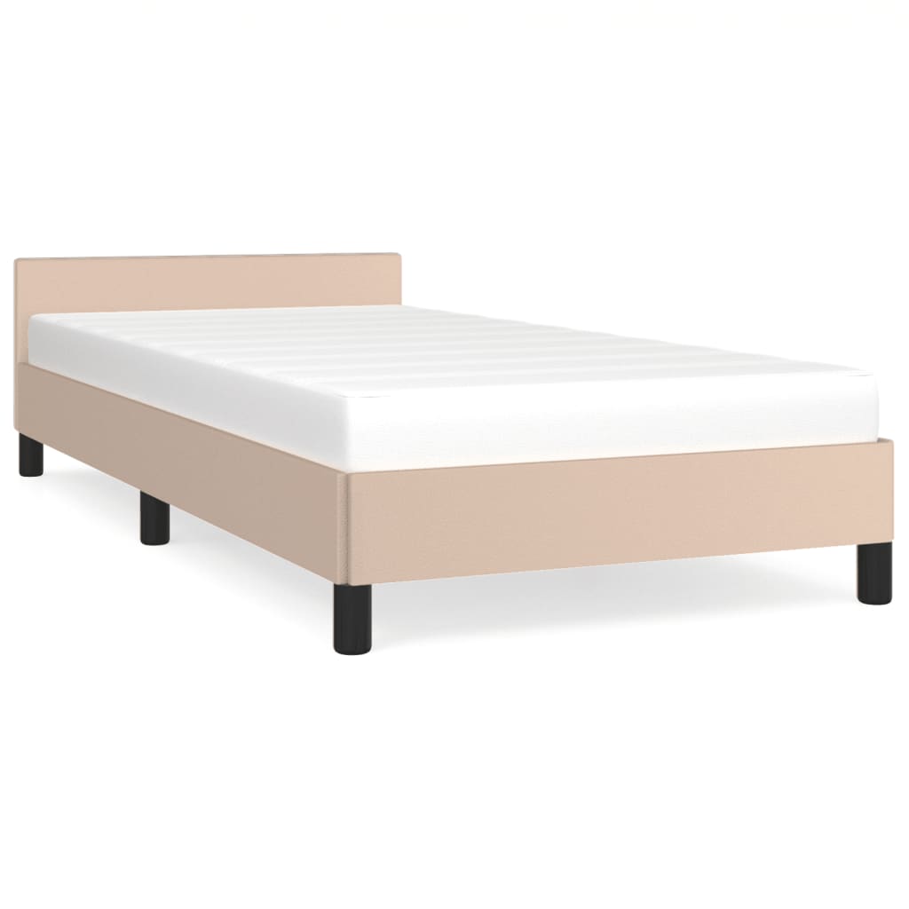 Bedframe met hoofdbord kunstleer cappuccinokleurig 100x200 cm