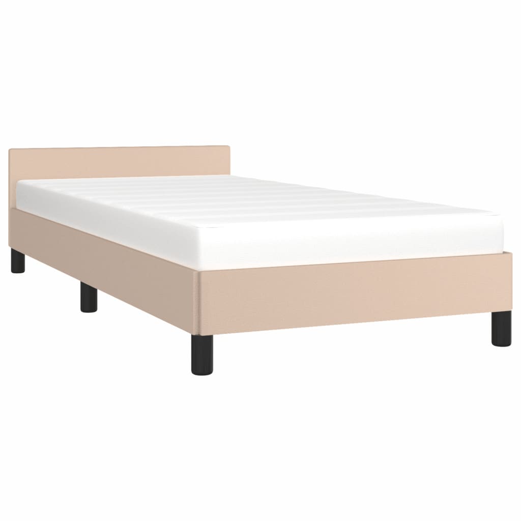 Bedframe met hoofdbord kunstleer cappuccinokleurig 100x200 cm