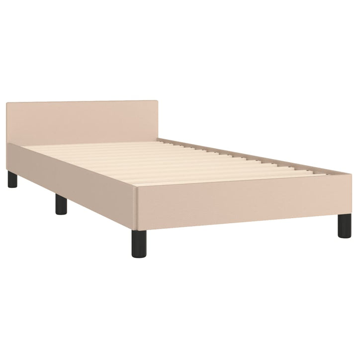 Bedframe met hoofdbord kunstleer cappuccinokleurig 100x200 cm