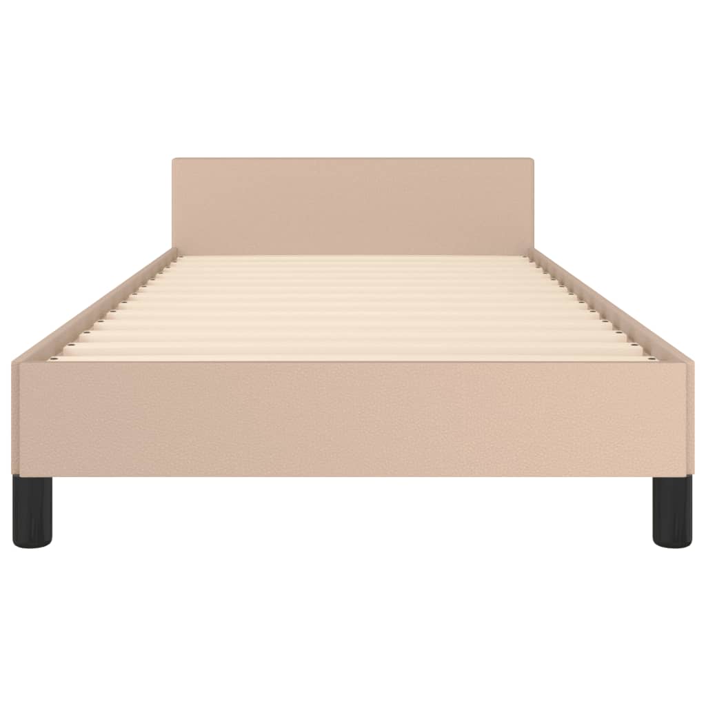 Bedframe met hoofdbord kunstleer cappuccinokleurig 100x200 cm