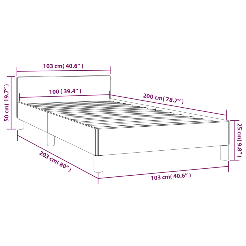 Bedframe met hoofdbord kunstleer cappuccinokleurig 100x200 cm