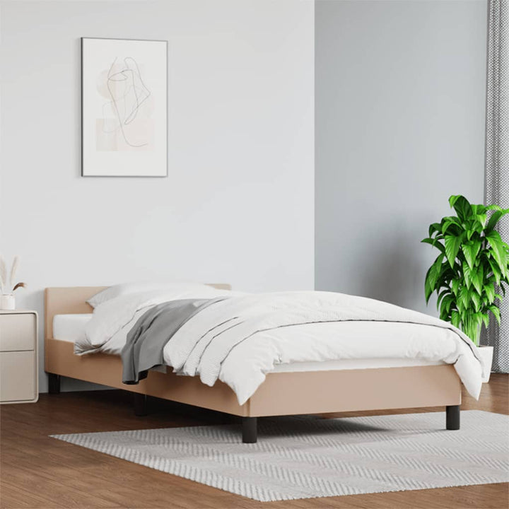 Bedframe met hoofdbord kunstleer cappuccinokleurig 100x200 cm