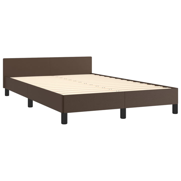 Bedframe met hoofdbord kunstleer bruin 120x200 cm