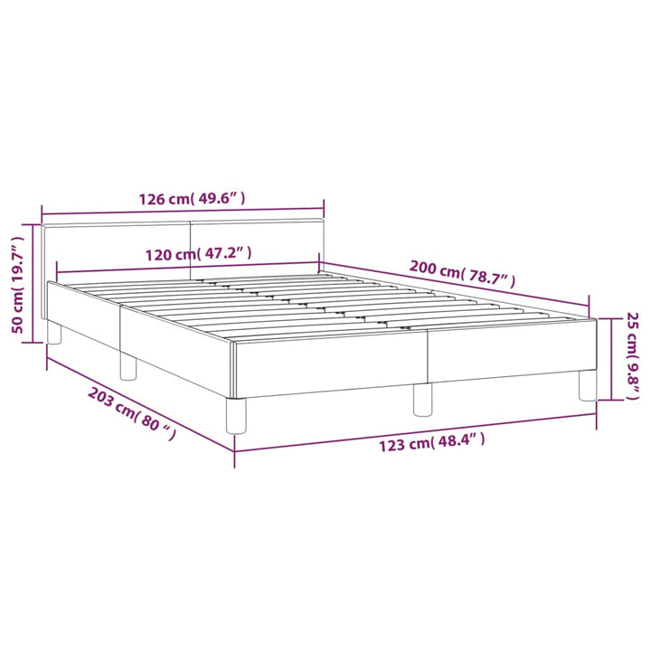 Bedframe met hoofdbord kunstleer bruin 120x200 cm