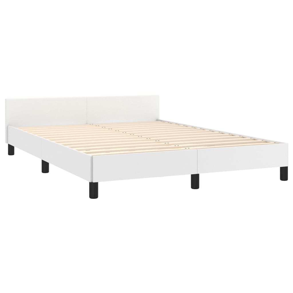 Bedframe met hoofdbord kunstleer wit 140x200 cm