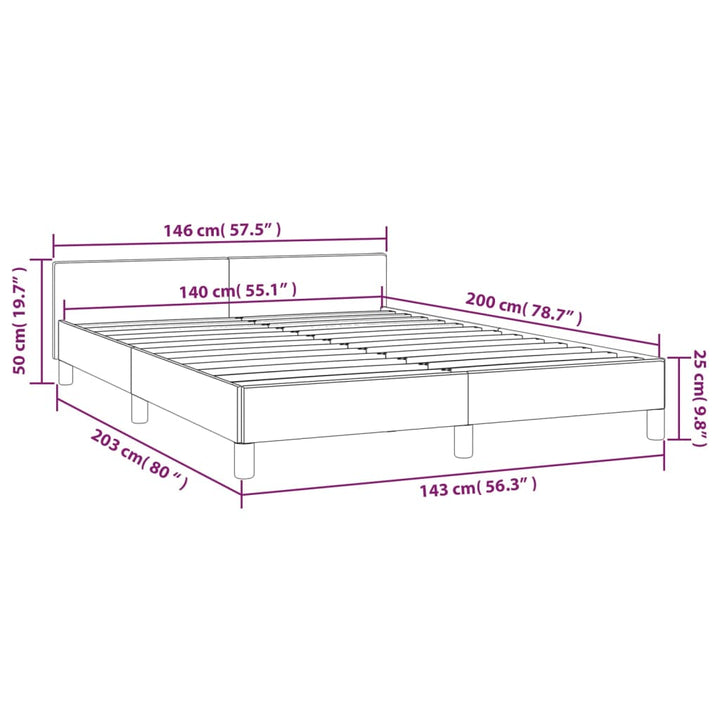 Bedframe met hoofdbord kunstleer wit 140x200 cm