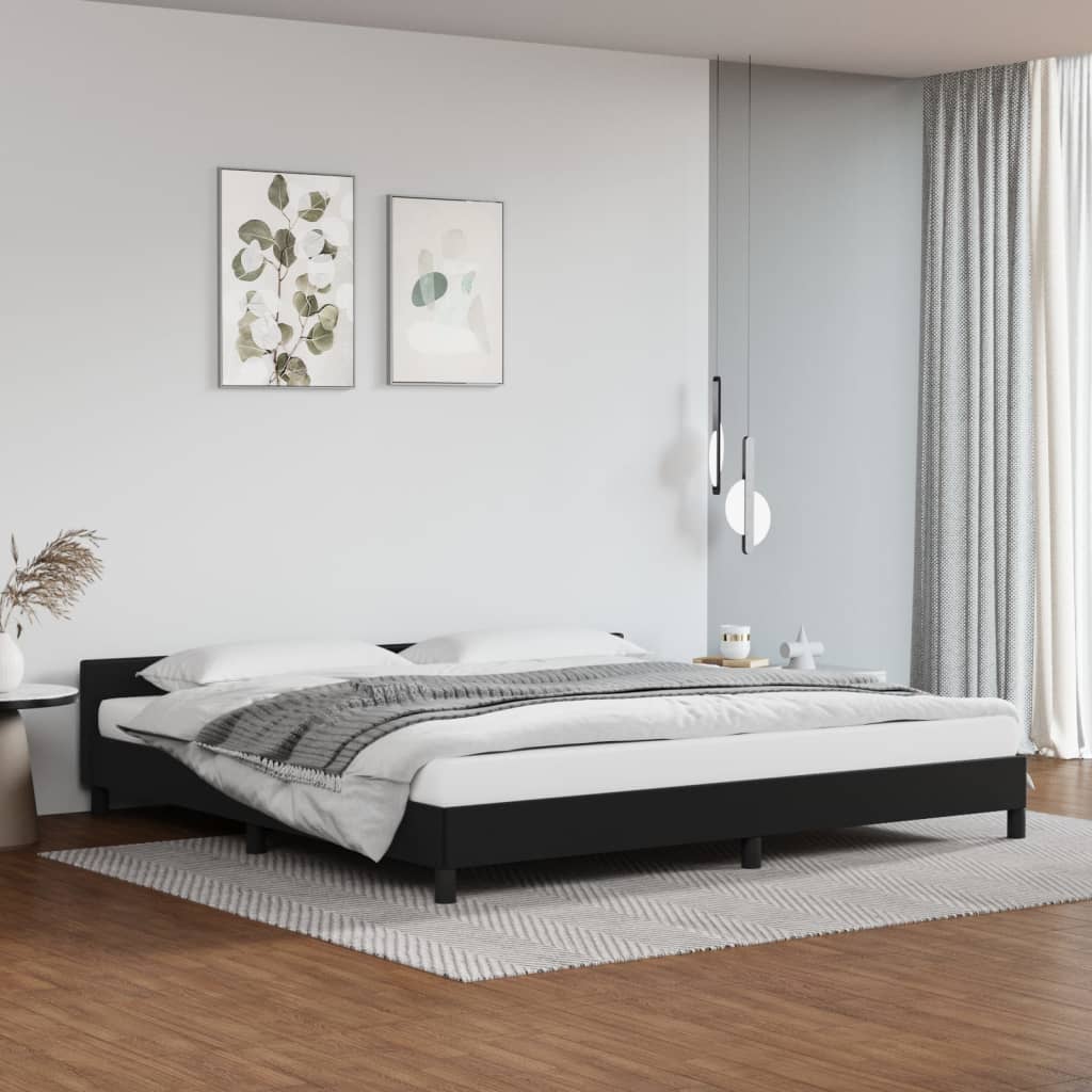 Bedframe met hoofdeinde kunstleer zwart 200x200 cm