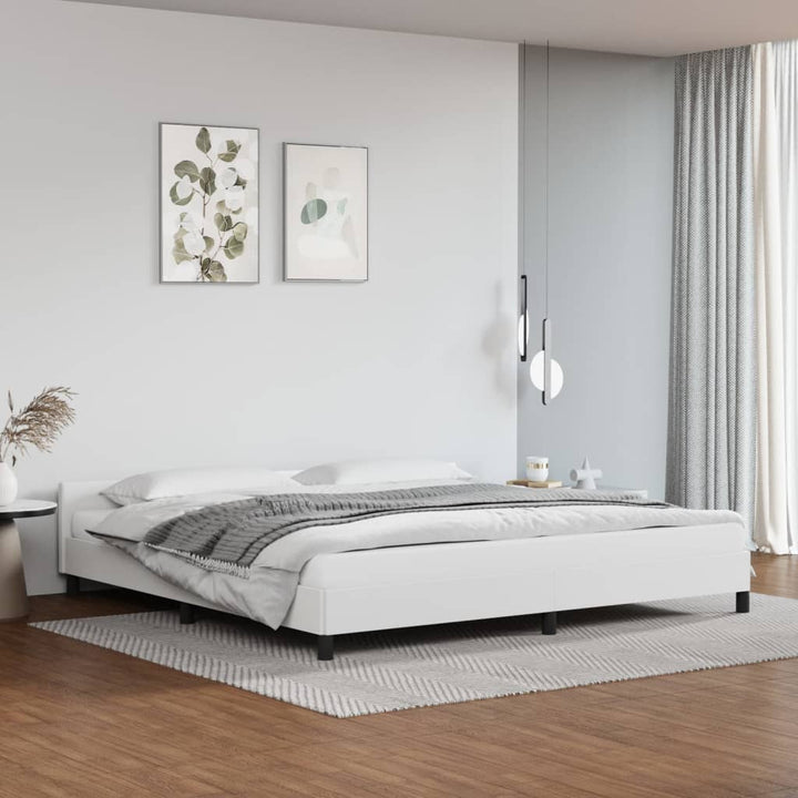 Bedframe met hoofdbord kunstleer wit 200x200 cm