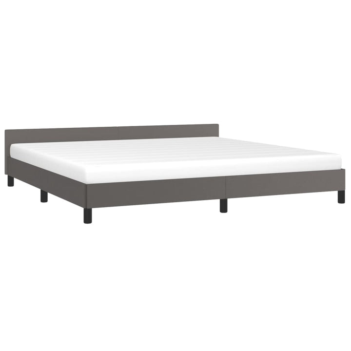 Bedframe met hoofdbord kunstleer grijs 200x200 cm