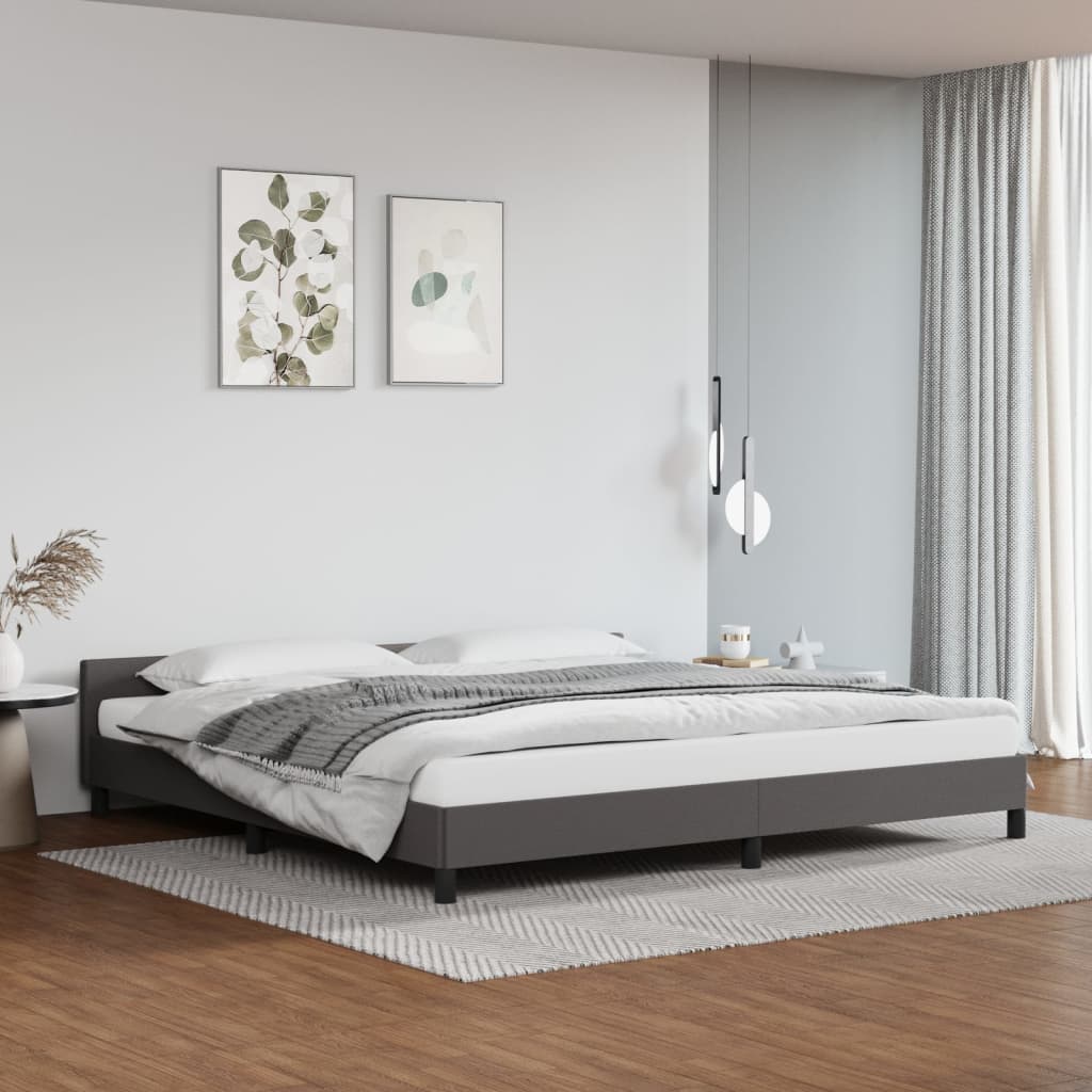 Bedframe met hoofdbord kunstleer grijs 200x200 cm