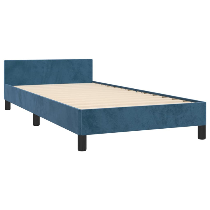 Bedframe met hoofdeinde fluweel donkerblauw 80x200 cm