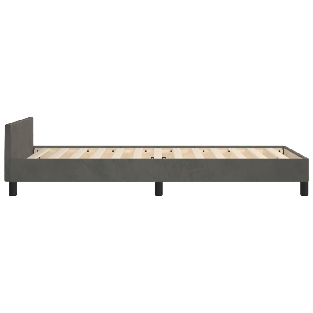 Bedframe met hoofdeinde fluweel donkergrijs 90x190 cm